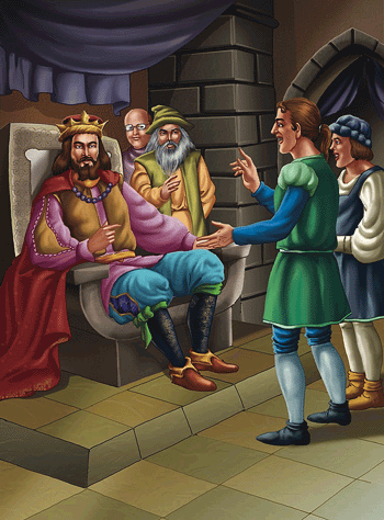 Emperor and contractors meet to discuss magical clothing material.