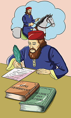 1340-1400, Geoffrey Chaucer helped make English the dominant language of Britain.