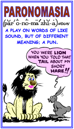 Playing with words that have the same sound but different meanings.