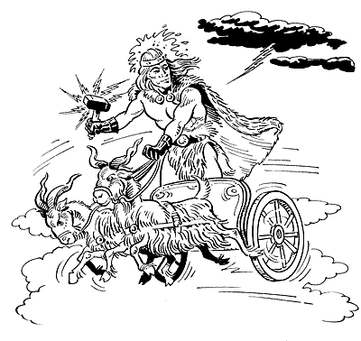 Thor is pulled across the sky by his goats