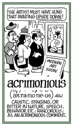 Bitter in speech or comments.