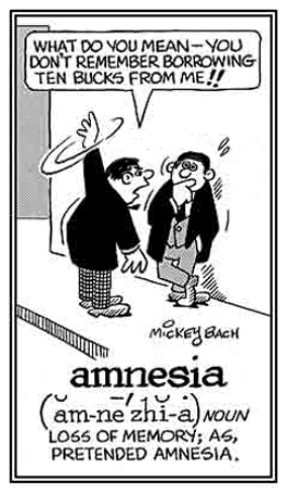 A man seems to have a loss of memory about a loan.