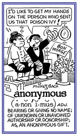 Giving no name or of unknown writing.