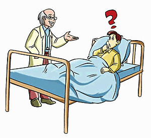 A doctor is using circumlocution instead of utilizing a direct explanation for the kind of medical treatment which he proposes.