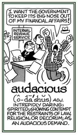 Showing contempt for a law or a situation.