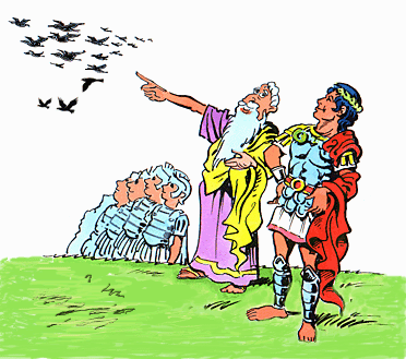 An auspicious flight of birds.