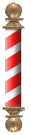 Red and white barber pole.