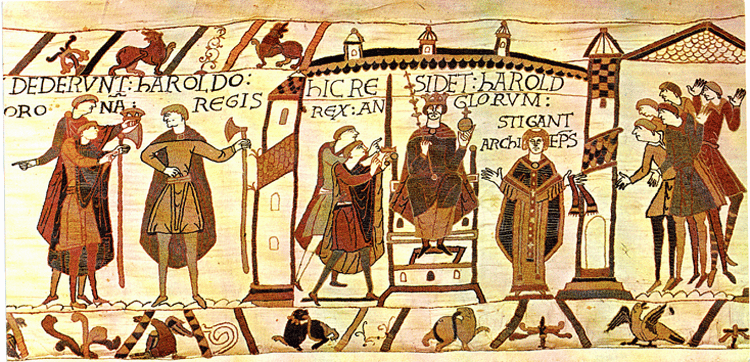 Harold Godwin, Earl of Wessex, was elected king by the English Witanagemot as shown in the Bayeux Tapestry.