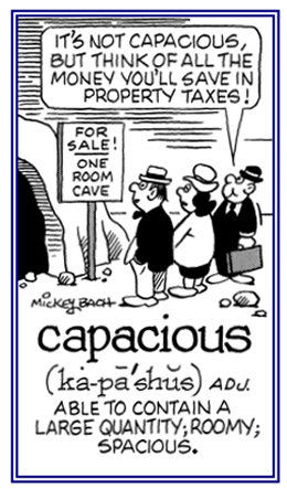 Conveying the idea that something is roomy and spacious.