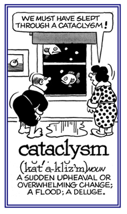 A sudden and overwhelming flood or deluge.