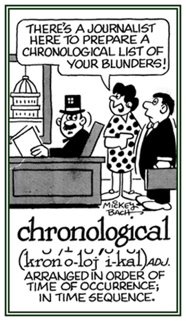 A reference to the order of time that is in a series.