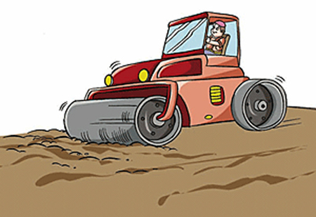 Circumrotating is in progress with this construction machine.