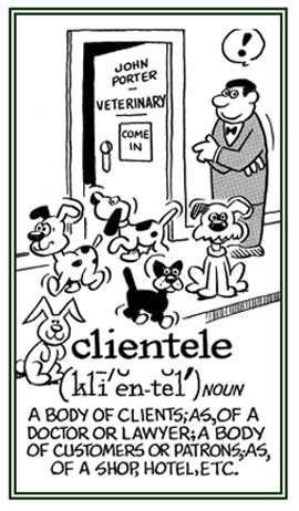 A group of clients of an organization or professional people.