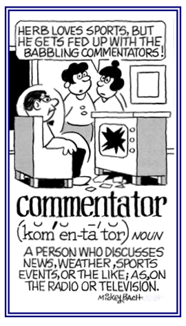 Someone who discusses news, weather, sports events, etc.; as, on the TV or radio.