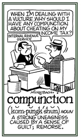Strong feeling of guilt or regret doing something wrong.
