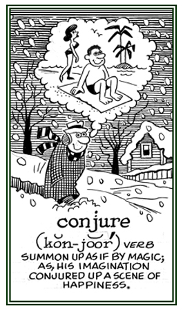 To present as if by magic or one's imagination.