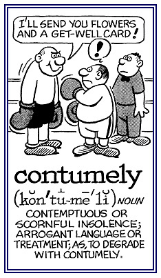 Boxer makes scornful remarks to his opponent.