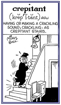 Making a crackling sound on the stairs.