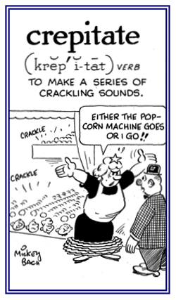 Making a series of loud crackling sounds.