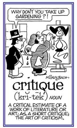 A criticism of a work of art.