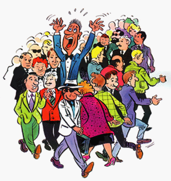 A man is going nuts because he feels that he is being overwhelmed by so many people.