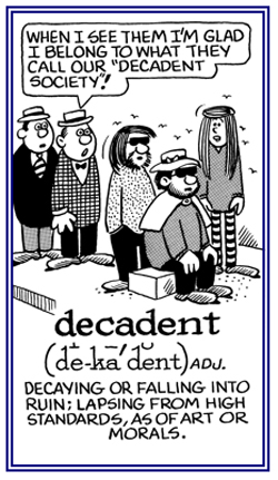 Decaying or falling into ruin.