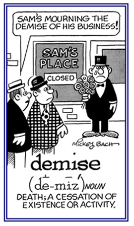 A cessation of activity or existence.