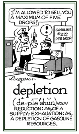 A big reduction of the supply of something.