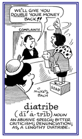 A long complaint or criticism .