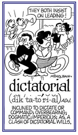 A reference to commanding other people to do something.