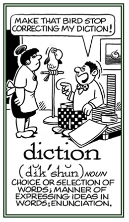 Enunciation or expressing ideas in words.