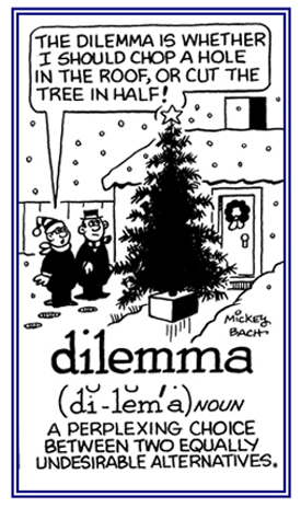 A choice that one must make between two undesirable actions.