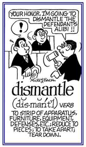 To tear apart or to tear down.