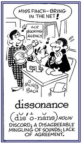 A discord of sounds that are out of tune with each other.