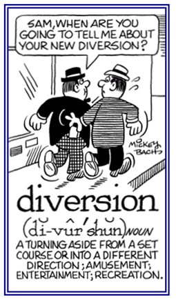 Going in a different direction or turning away from a set course into a different direction.
