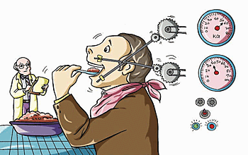 A phagodynamometer in operaton.