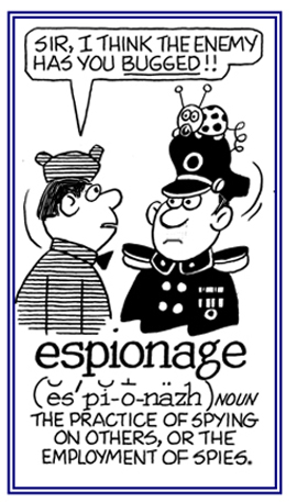 The practice of spying on other people or countries.