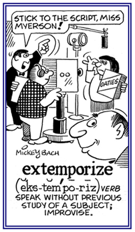 To indicate something is not part of a script, to perform off hand.