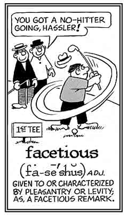 Joking about golfer's missing the golf ball.