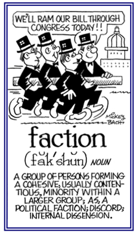 Those who form a cohesive or contentious political group.