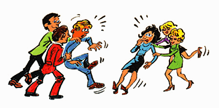 The man and the woman are being forced to meet each other.