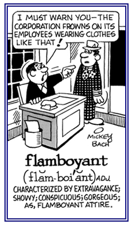 Relating to being showy or extravagant.