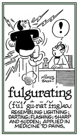 Referring to something that is like lightning applied in medical terms to sudden pain.