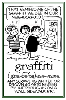 Written or scrawling on walls to be seen by the public.