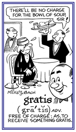 Waiter spills soup on customer without charging for the soup.