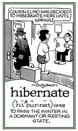 To pass the winter in a dormant condition.