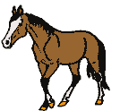 An animated horse is trotting.