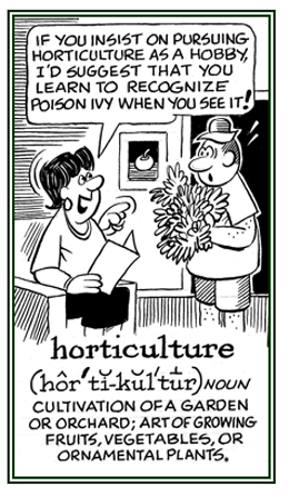 The cultivation of a garden or growing fruits, vegetables, or ornamental plants.