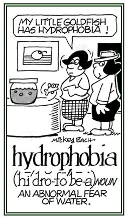 An abnormal dread of water.