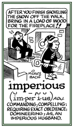 Commanding and requiring obedience.